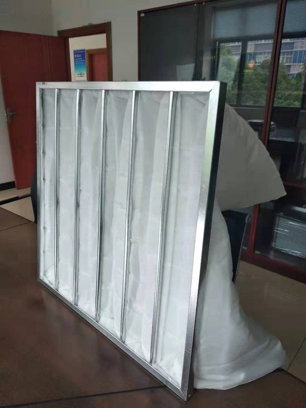 Aria galvanizzata del filtro a sacco della vetroresina di pagina d'acciaio 95% per il sistema di ventilazione commerciale